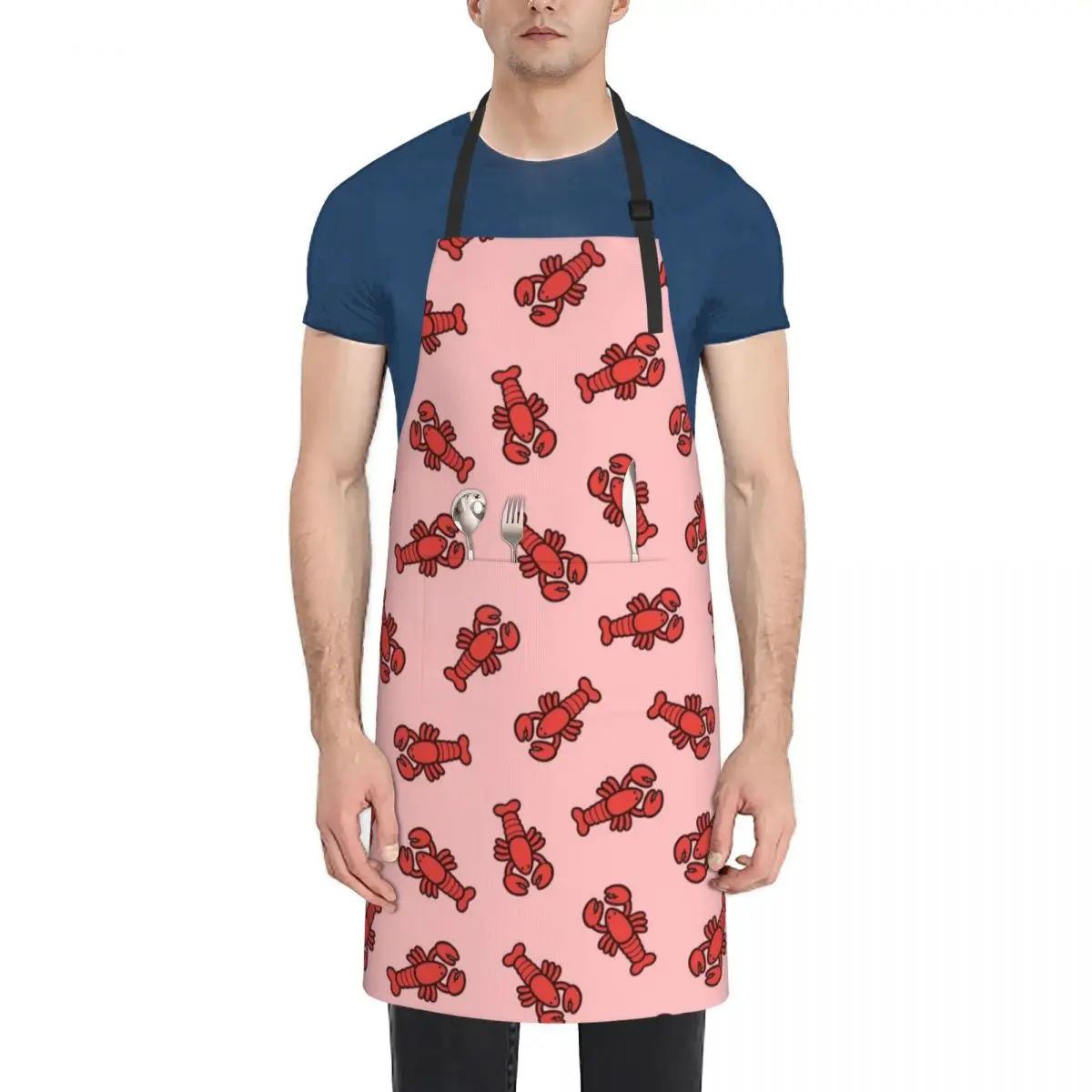 Lobsters Pattern on Light Pink Apron Chef jacket men Cooking Bib For Kitchen Woman Work Apron