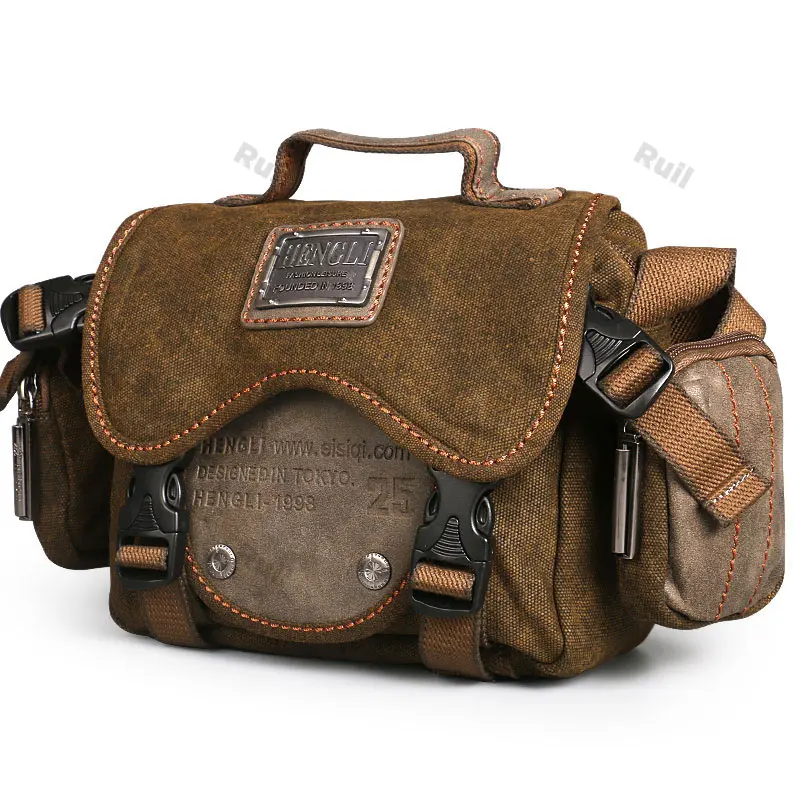 Sacos de câmera de ombro retrô para homens, lona resistente ao lazer, Cross Messenger Bag, resistência ao desgaste ao ar livre, sacos crossbody