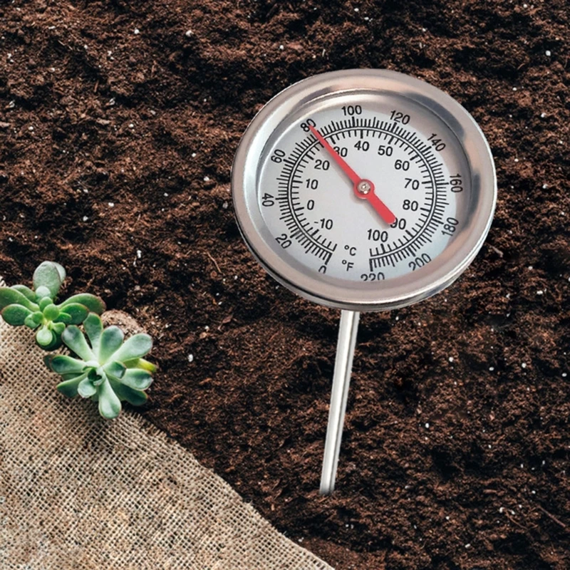 Garden Compost Soil Tester Meter Measuring Probe Stainless-Steel Thermometer Temperature Monitor for Garden Lawn Plant Pot Tool