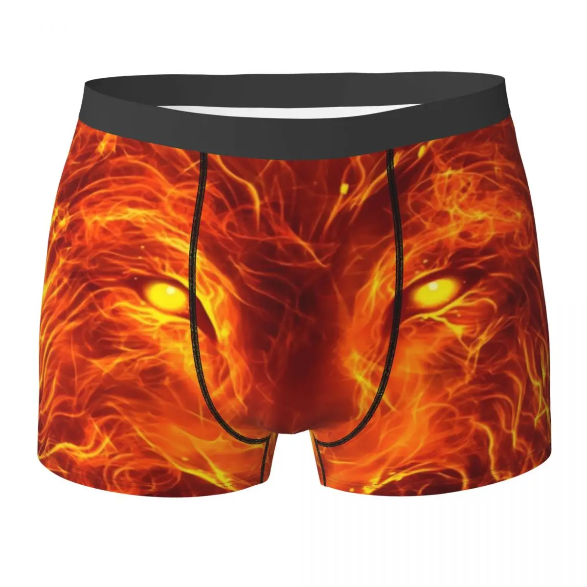 

Fire Wolf Head Underwear Abstract Animal Printed Trunk Hot Man Underpants Comfortable Shorts Briefs Birthday Present