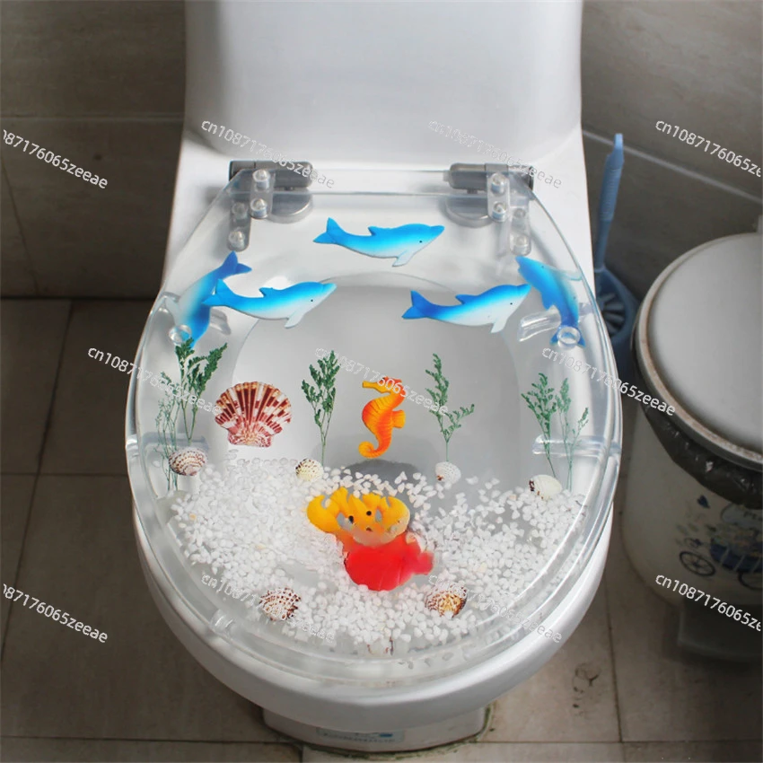 47*38CM High-grade Beautiful Resin Toilet Seat Cover Stainless Steel Slow Down  Mute Thickened U/V/O Type Universal Toilet Cover