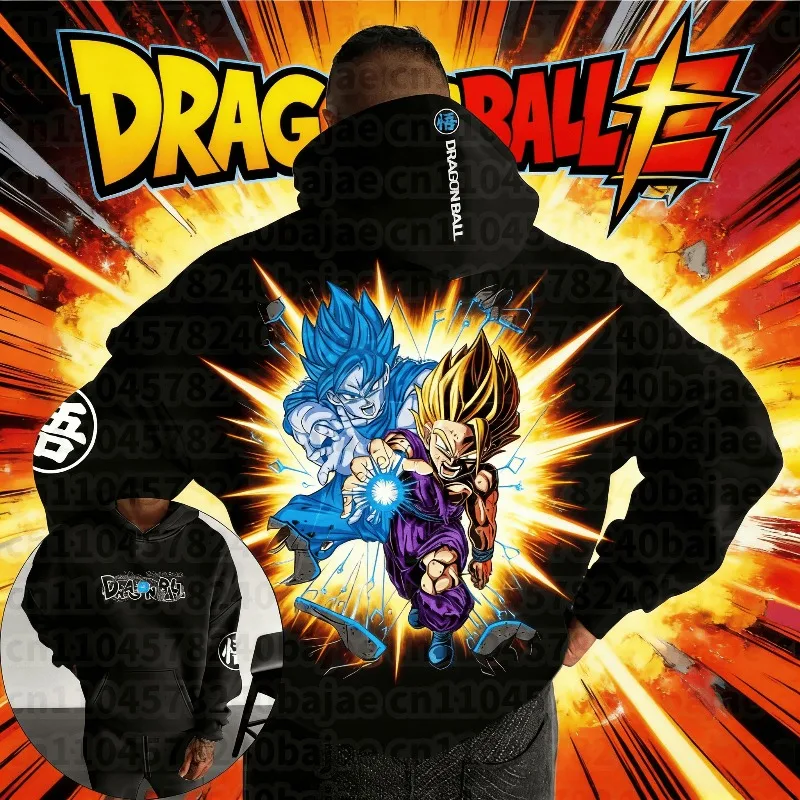 

Мужская хлопковая толстовка Dragon Ball с капюшоном, свитер с Гоку и Гоханом, японское аниме, осенняя новинка, детская толстовка с длинным рукавом, оверсайз, для родителей и детей