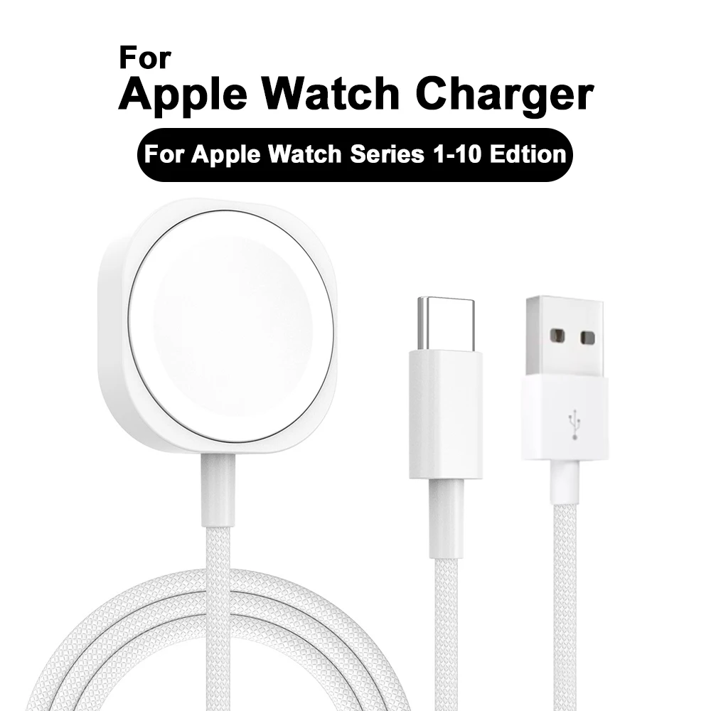 

Магнитное беспроводное быстрое зарядное устройство, портативное для Apple Watch серии 10, 9, 8, 7, 6, 5, 4, 3, 2, 1 Ultra Hermes Edition, кабель для зарядки iWatch