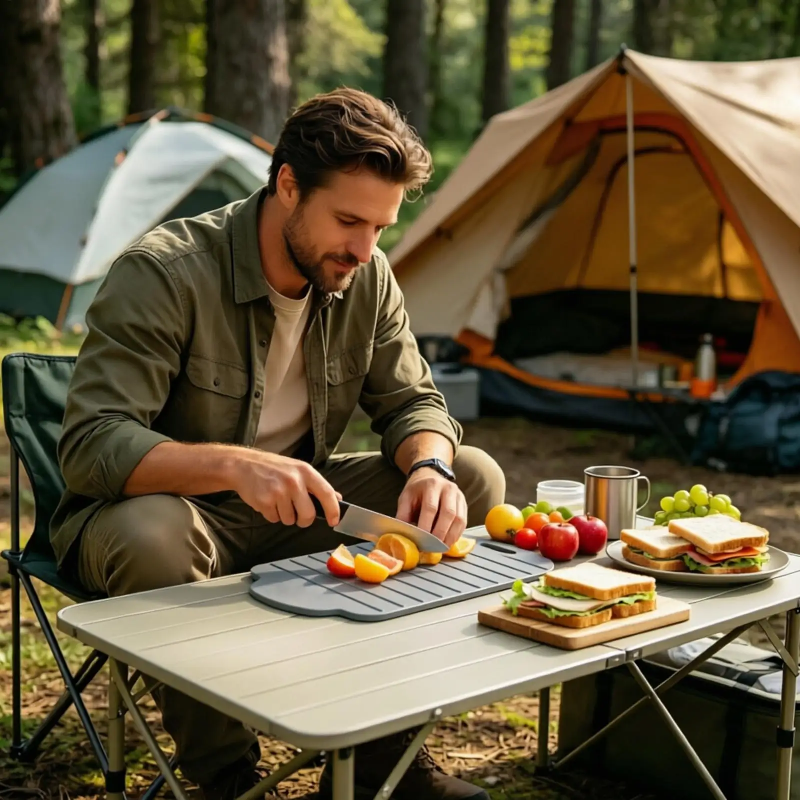 Silicone Cutting Board Double-Sided Foldable Pad 30x20x0.5cm Roll Up Flexible Cutting Board For Outdoor Home Counter Camping view 2