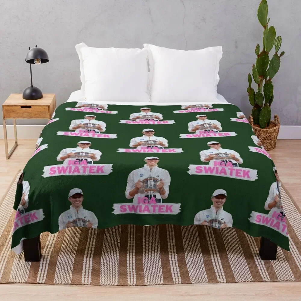 

Iga swiatek with a new grand slam title Throw Blanket Warm Throw Blanket Gift for Anniversary