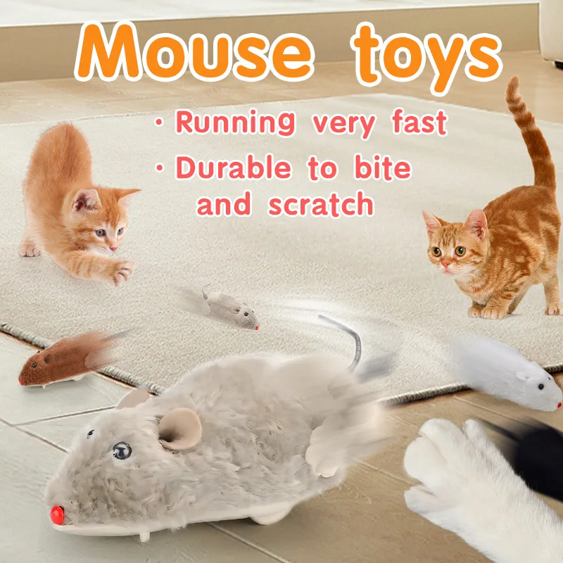 1/5pcs Fun and Interactive Plush Wind-Up Mouse Toy for Cats Dogs and Kids for Playtime and Pranks Random Color ﻿