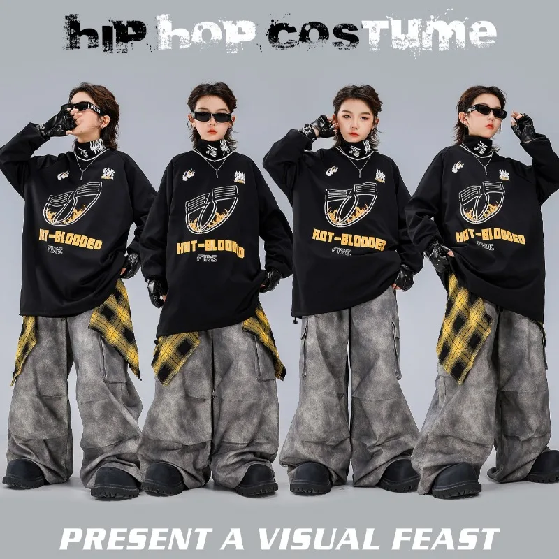 

Комплекты уличной одежды для подростков: свободные свитшоты, футболки, брюки карго, спортивные костюмы, танцевальные костюмы, одежда для выступлений в стиле хип-хоп