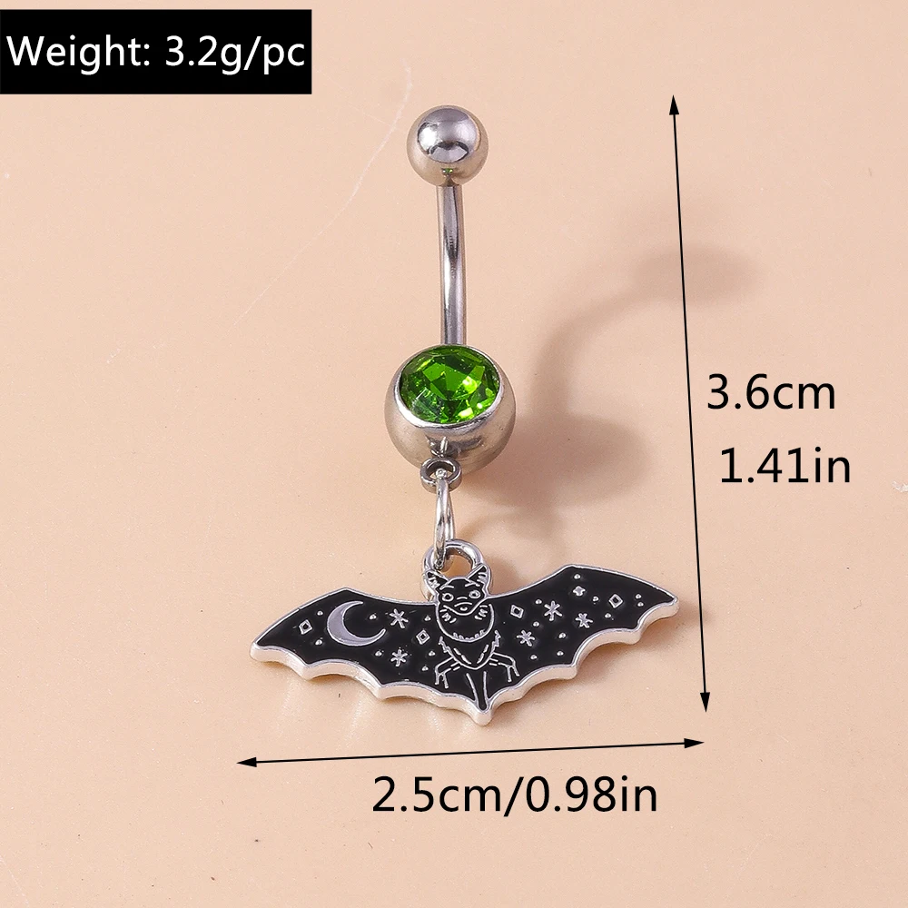 Aihua Halloween Schädel Skelett Nabel Ring Chirurgenstahl Gothic Halloween Spinne Bauchnabel Ring Piercing Ombligo Körperschmuck – Detail 15