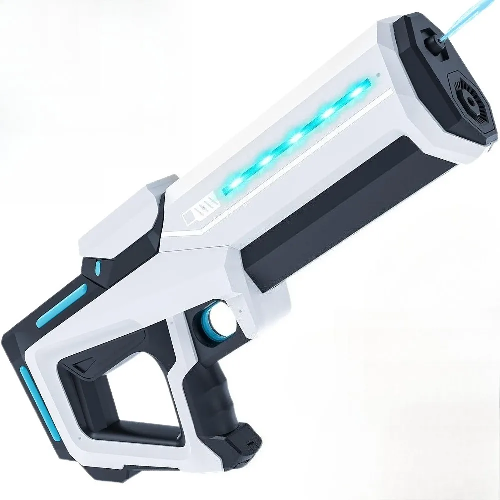 Pistola ad acqua con sistema di riempimento automatico, potente e a lungo raggio, ideale per giochi d’acqua in piscina, giardino e in spiaggia durante l’estate.