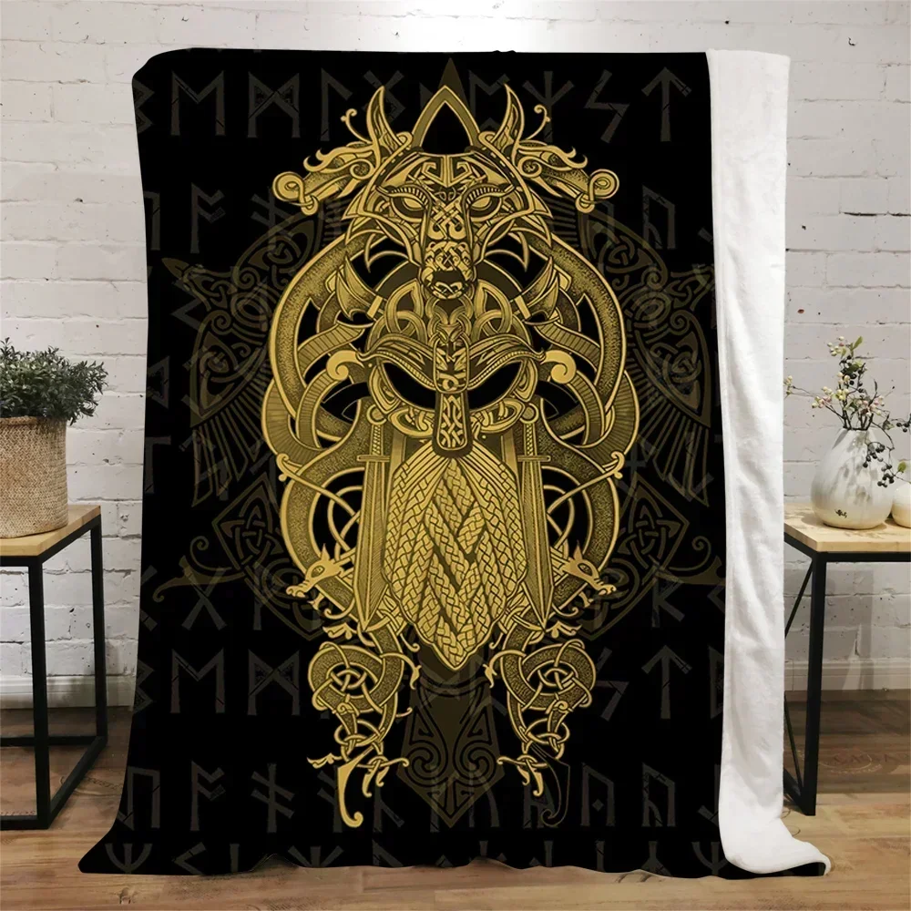 Viking Symbol Viking Bird Flannel Blanket 3D Children Blanket Sofa Warm Bed Throw Blanket Adult Quilts Sherpa Blanket Queen Size