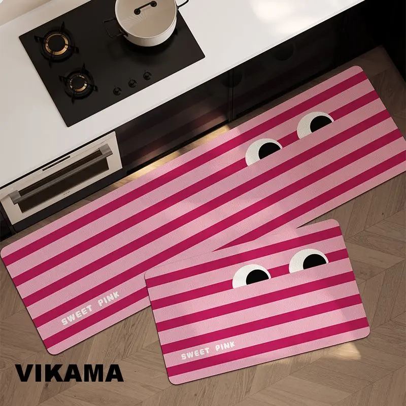 VIKAMA Diatomaceous Earth Kitchen Bathroom Bathroom Floor Mats Light Luxury Absorbent Anti-slip Dirty Resistant Entrance Rugs