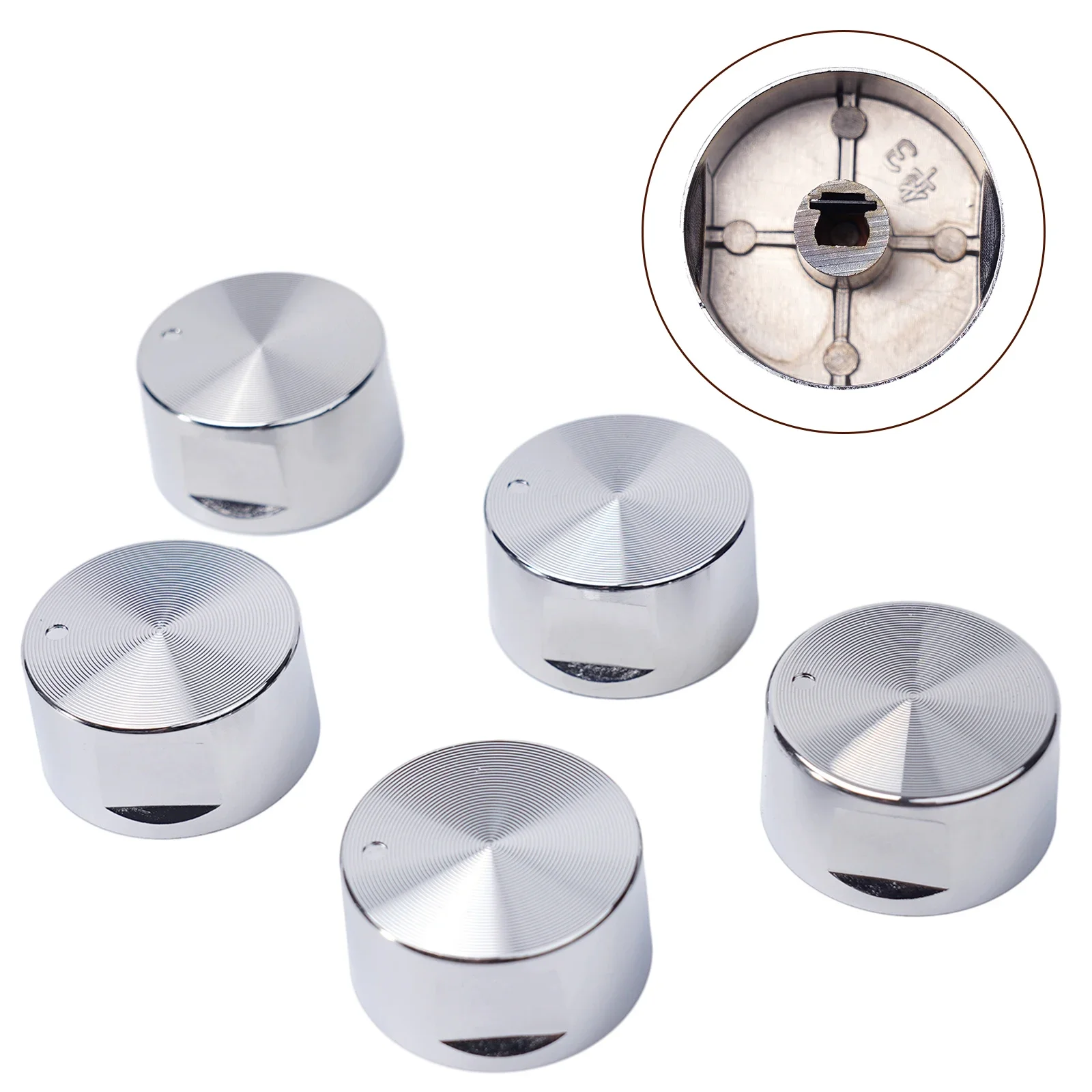 6mm Diameter Rotary Switches Zinc Alloy Silver Round Knob Gas Cooktop Handle Home Kitchen Supplies Kitchenware Accessories