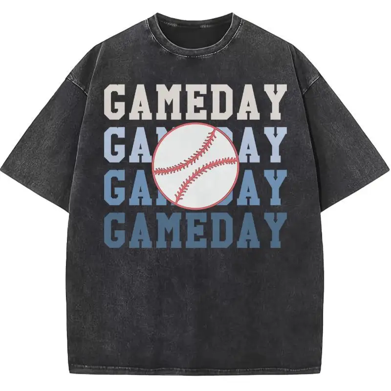 

Бейсбольная футболка Gameday для мужчин и женщин, спортивная футболка с рисунком для фанатов, винтажная потертая негабаритная футболка Team Spirit Top