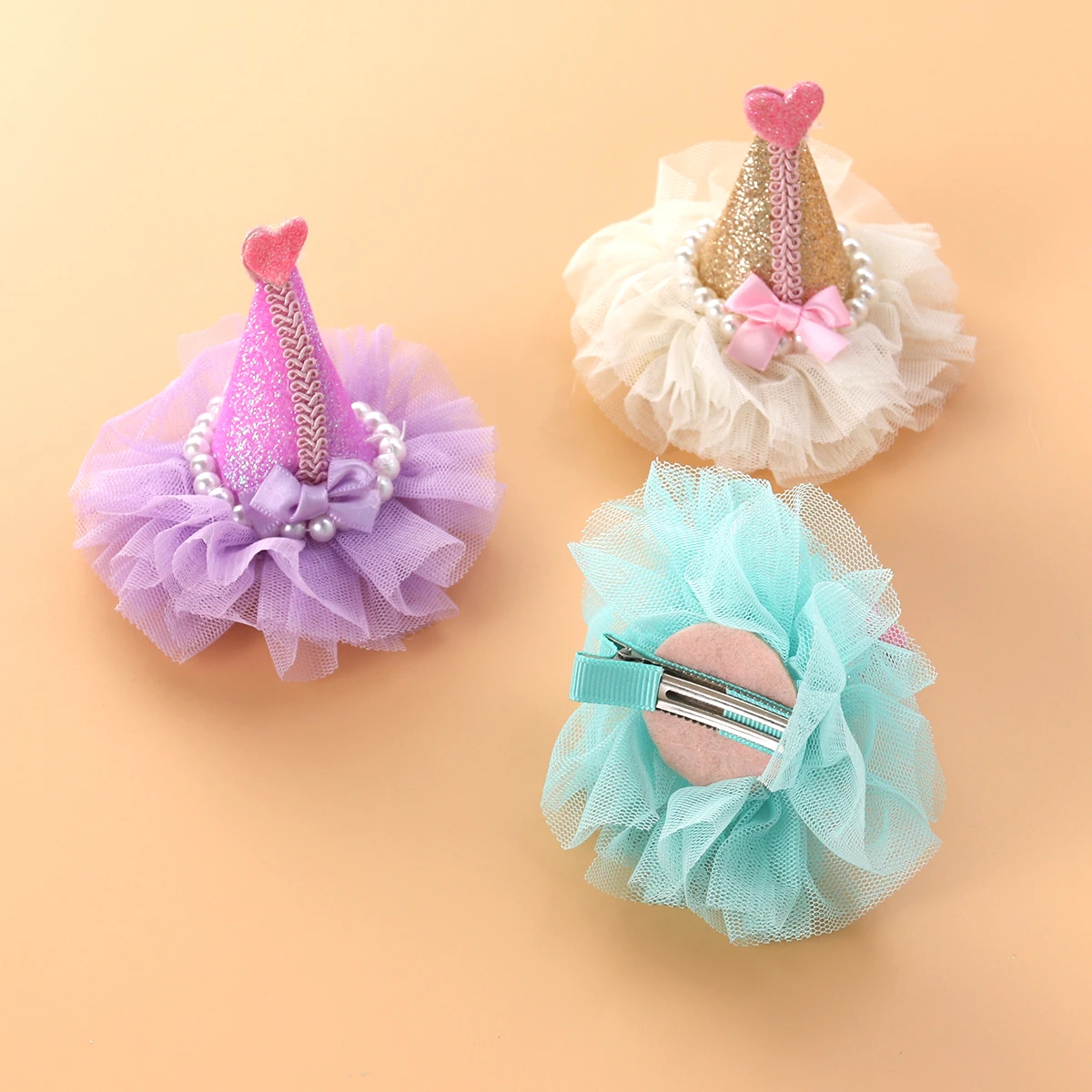 

3 Pcs Hair Accessories Head Flower Gold Clips Hats for Dogs Tones Barrettes Cute Puppy Shape Hairpin Pet