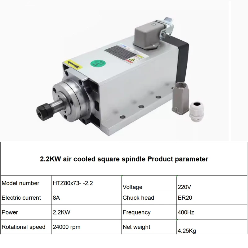 Hot Sell 2.2KW CNC Spindle Motor 110v / 220v ER20 Spindle 0.9Nm 24000RPM +2200w VFD 50/60hz + ER20A wrench + 15pcs ER20 Collet