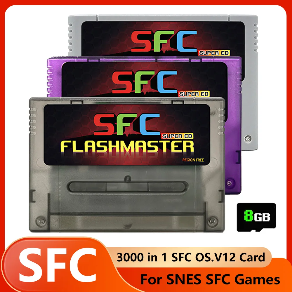 

Игровая карта 3000 в 1 OS.V12 SFC для Super Famicom с TF-картой на 8 ГБ для игровой консоли SNES SFC, игровые аксессуары
