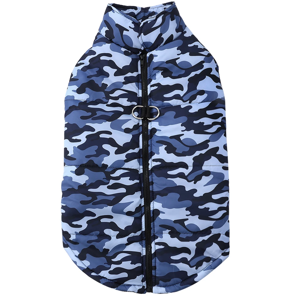 Winter Warm Clothes for Medium Large Dogs Windproof Padded Dog Vest Jacket with D-ring Fashion Camouflage Print Labrador Outfits