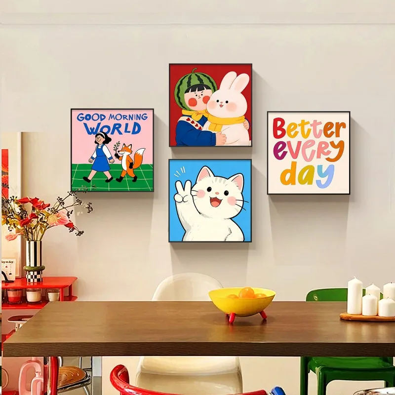 Dopamine restaurant decorative painting new fun cartoon dining room background wall hanging painting creative art combination