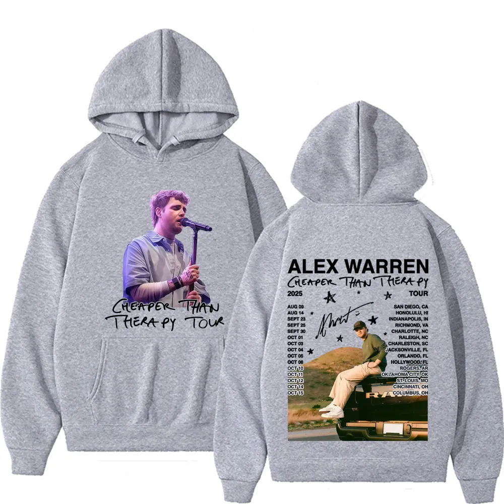 Alex Warren Cheaper Than Therapy Tour 2025 Pullover Men's Clothing Oversized Loose Hoodie Unisex High Quality Classic Sweatshirt