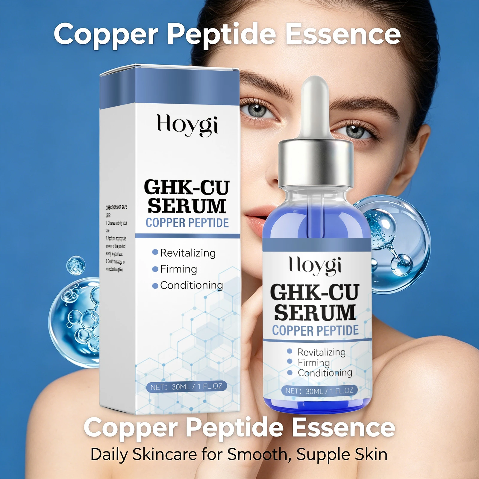 Copper Peptide Serum 30mlfirming Conditioning Facial Essence Smooth Fine Lines Barrier Conditioning Ghk-Cu Facial Essence