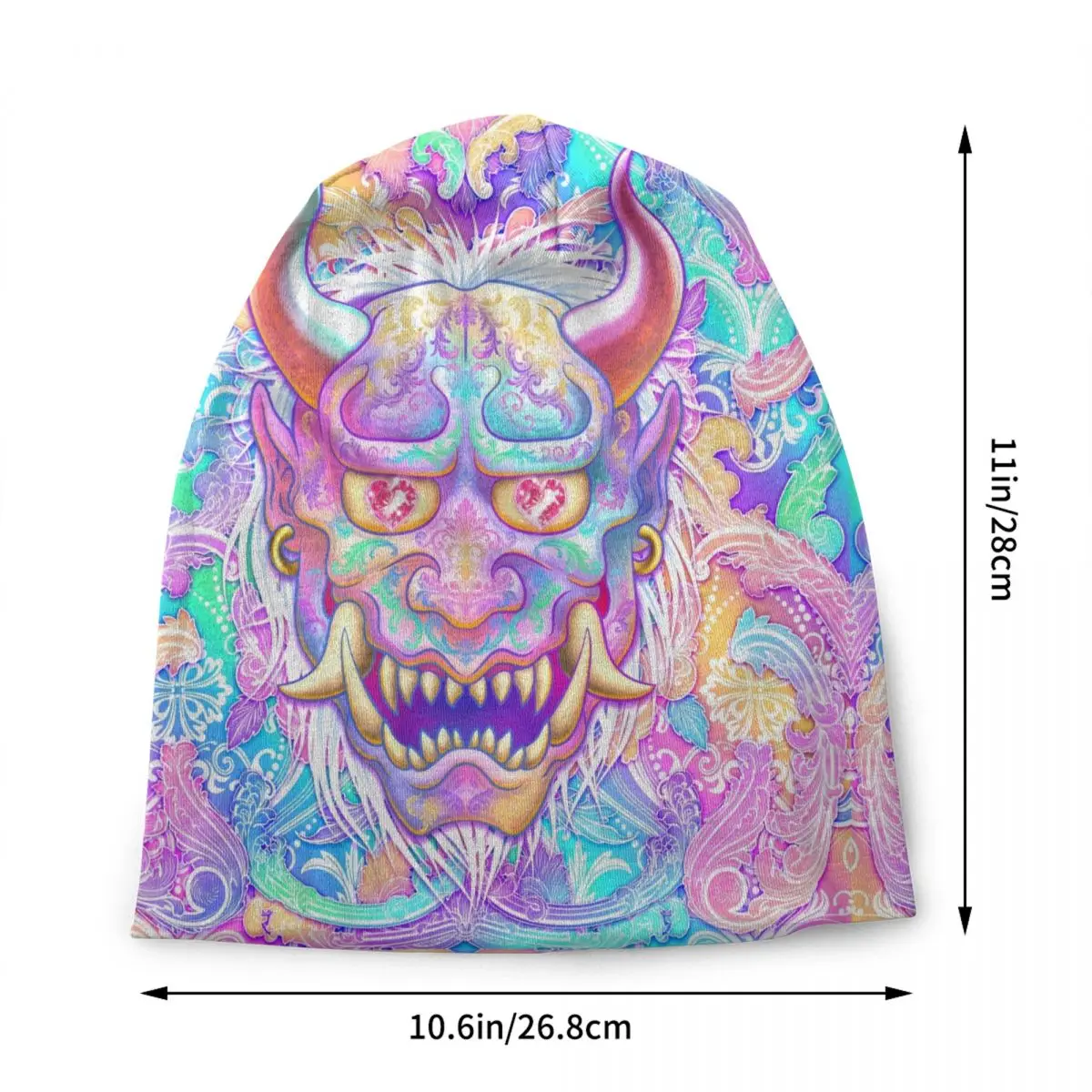 Harajuku Oni Japan Samurai Demon Beanie Cap Unisex Winter Warm Bonnet Femme Knitting Hats Hip Hop Outdoor Skullies Beanies Caps