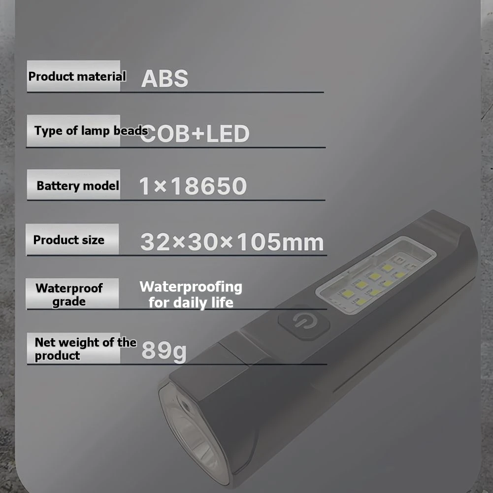 AS95-Pocket Flashlight For Outdoor With COB Work Light, Rechargeable Small Magnetic Flashlight