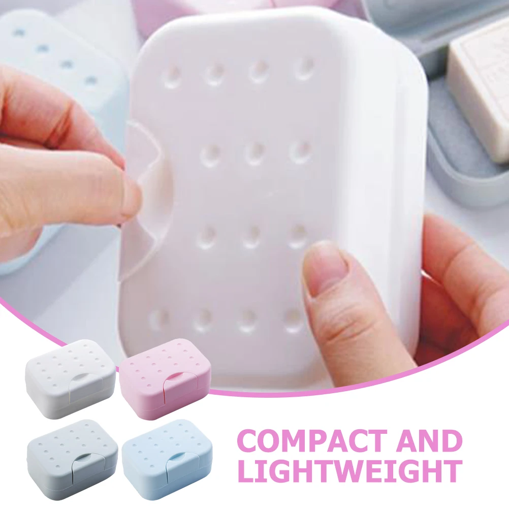 

4Pcs Portable Soap Box Travel Bar Container Blue White Pink Gray Waterproof Sealed No Leak Lightweight Compact Camping Gym Soap