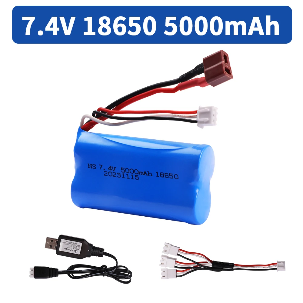 Upgrade 18650 7.4V 5000mah Battery for Wltoys 144001 A959-B A969-B A979-B K929-B 12428 12423 10428 Q39 RC Car Spare Parts 7.4 V