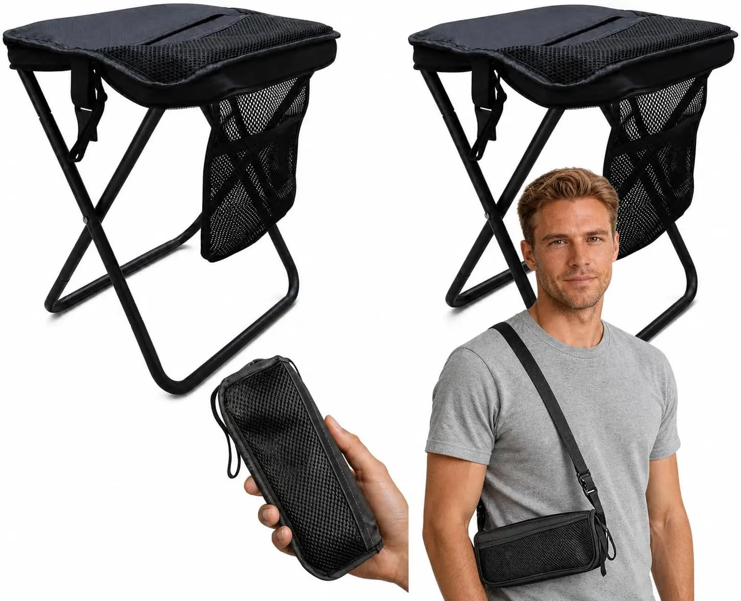 ポータブル折りたたみ椅子ビーチチェア2-in-1バックパックチェア収納-調節可能なストラップ小型キャンプ釣りハイキングアウトドア用