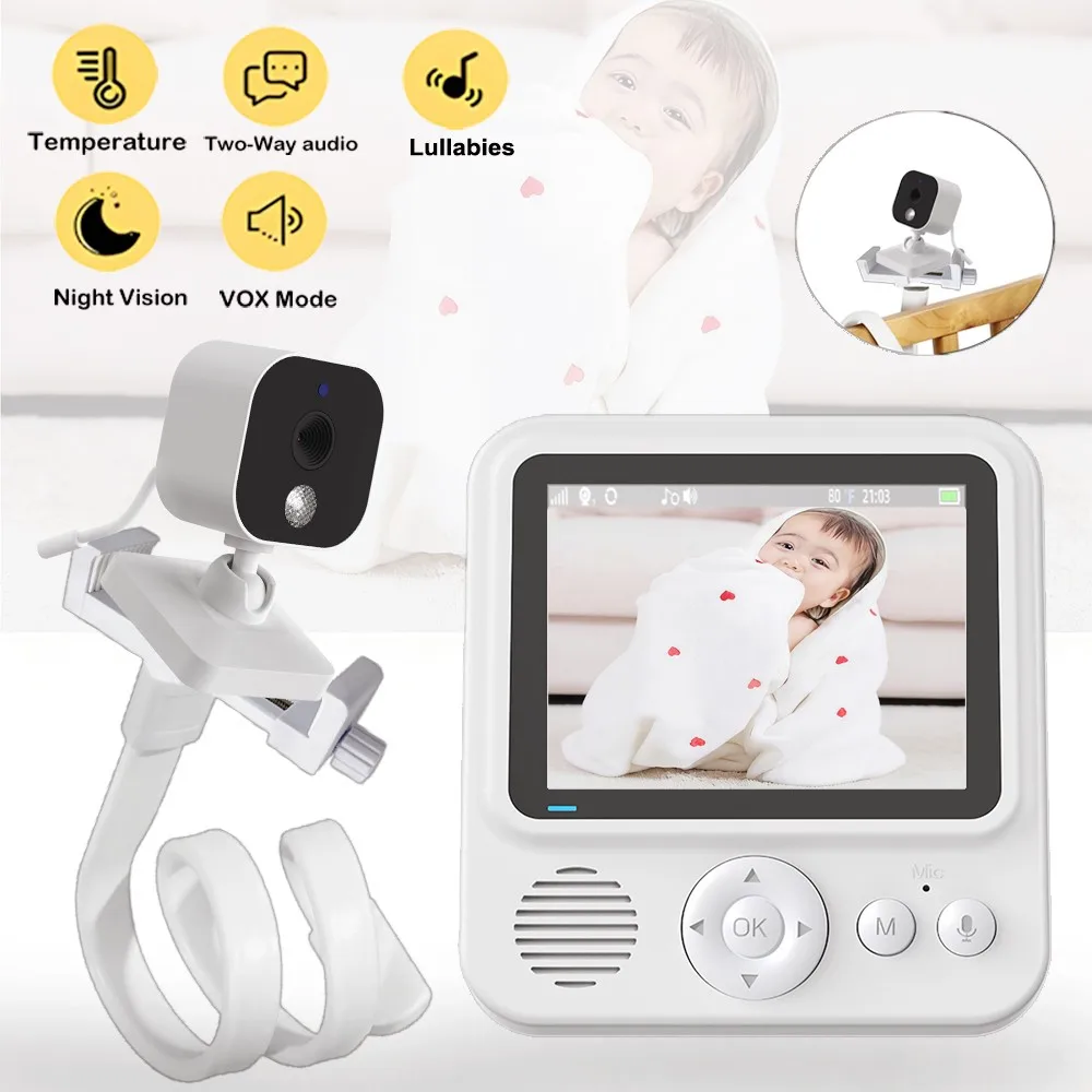 

2,8-дюймовый видеомонитор для детей, беспроводная камера видеонаблюдения для родителей и детей с двусторонней аудиосвязью, ночным видением и дисплеем температуры