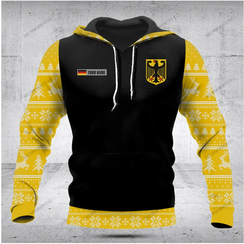 German Flag Emblem 3D Harajuku Print Christmas Fashion Men's And Women's Sports Outdoor Leisure Daily Loose Comfortable Hoodie