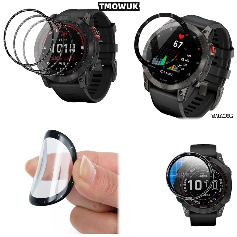 

For Garmin Fenix 6 7 8 7X 6X 7S 47mm 51mm Full Cover Screen Film Flexible Anti - Scratch 3D Curved