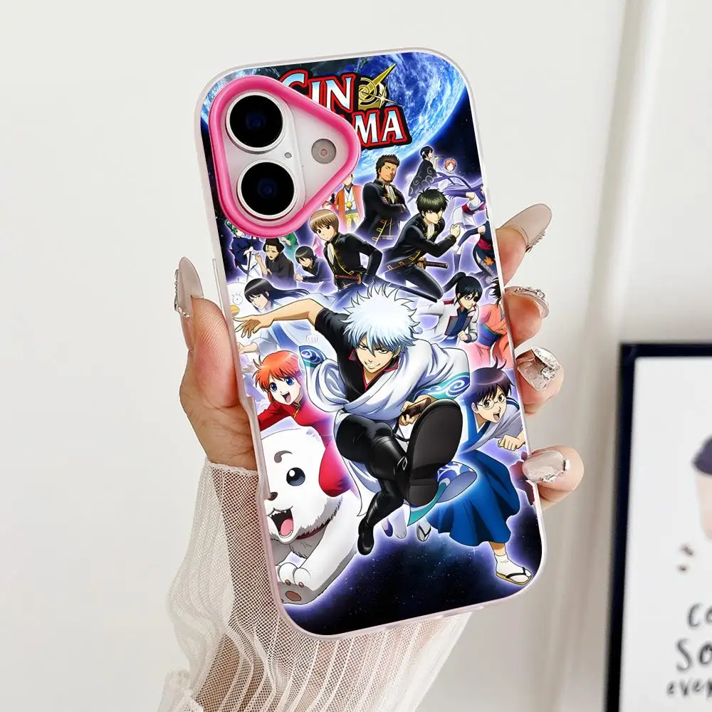 

Gintama Sakata Gintoki Phone Case for iPhone 17 16 15 14 13 12 11 Air Pro Max Plus Jelly Dual Layer Rose Red Cover