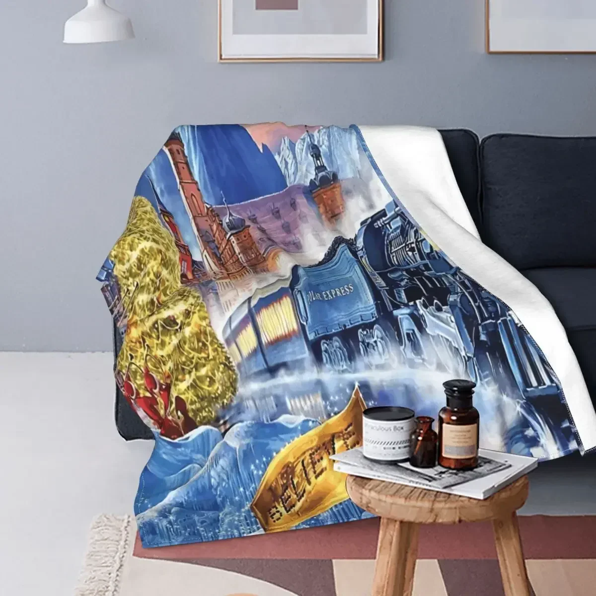 Polar Express Christmas Holiday Throw Throw Blanket Retro Warm Bedroom Multi Style soft blankets thick blanket for winter