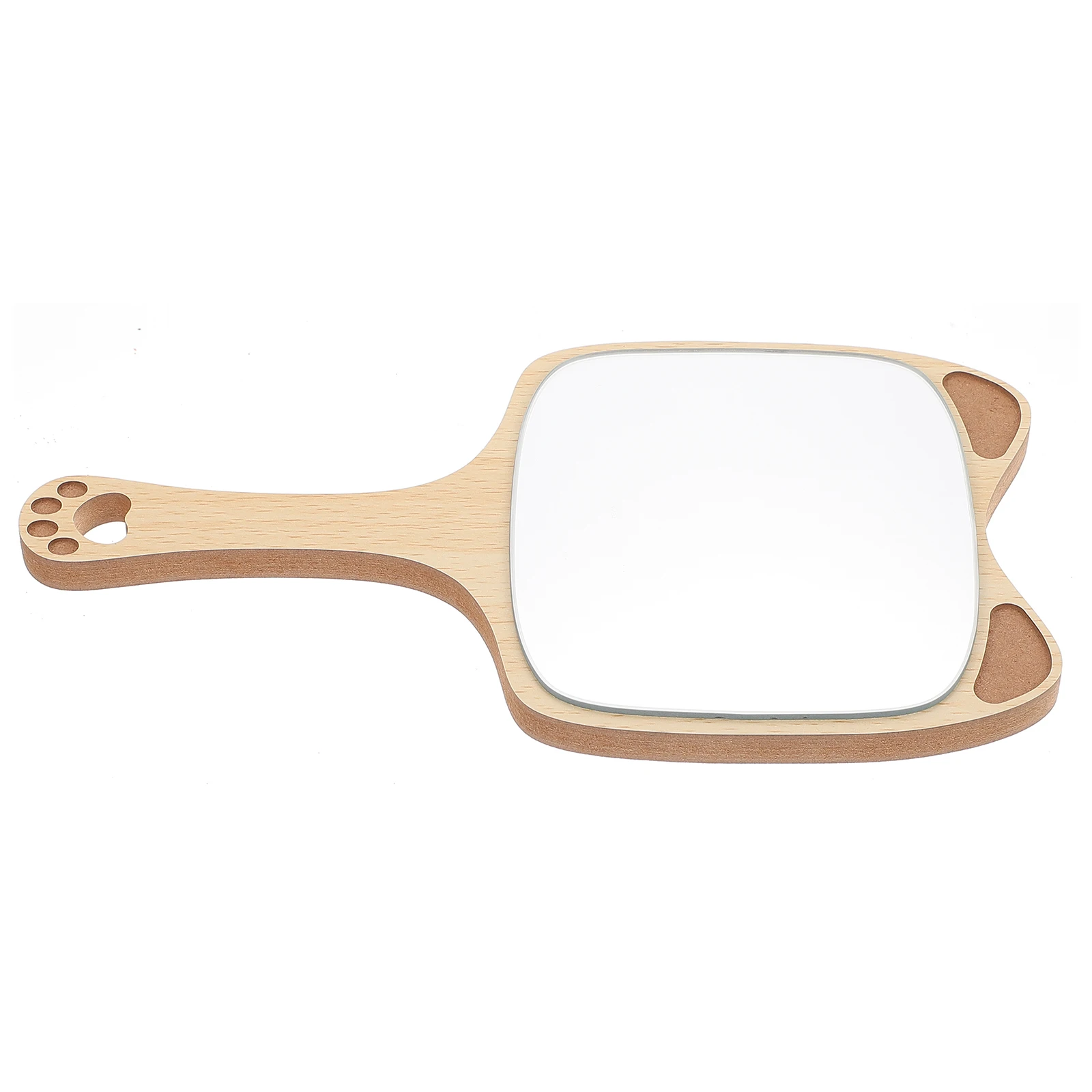 1 個ハンドヘルド化粧鏡動物の形の素敵な女の子化粧鏡木製ハンドル家庭用化粧ツール自宅寮用