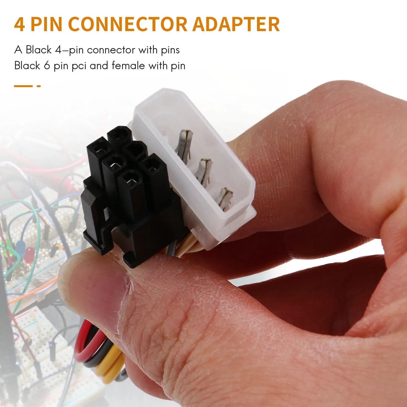 4-Pin Male to 6-Pin Female socket Power Cable for PCIe PCI Express Adapter