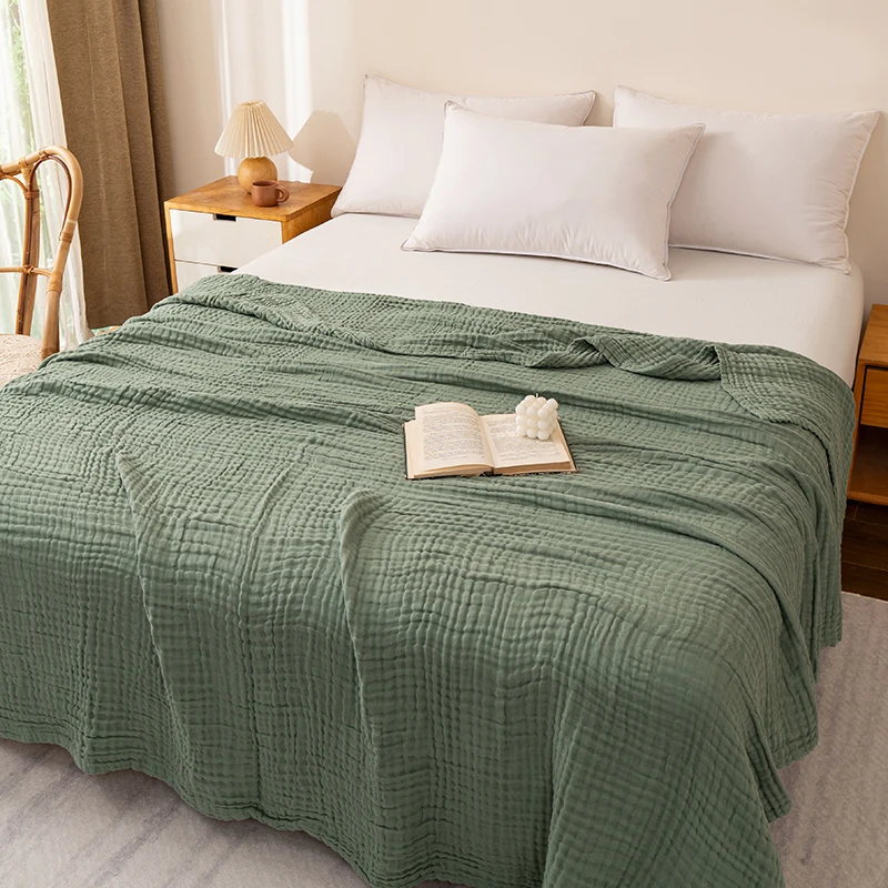 100% Baumwolldecke, 4-lagige, atmungsaktive Baumwollgarn-Decke, geeignet für große Betten und Sofas, Gaze-Decken für Erwachsene