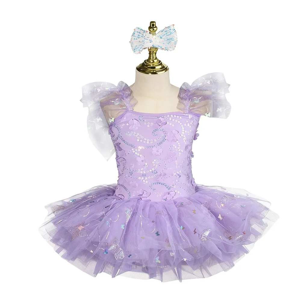 

Fashion Sequin Kids Ballet Dress Modern Puffy Performance Clothes Party Dress Flowers Princess Dress Dance