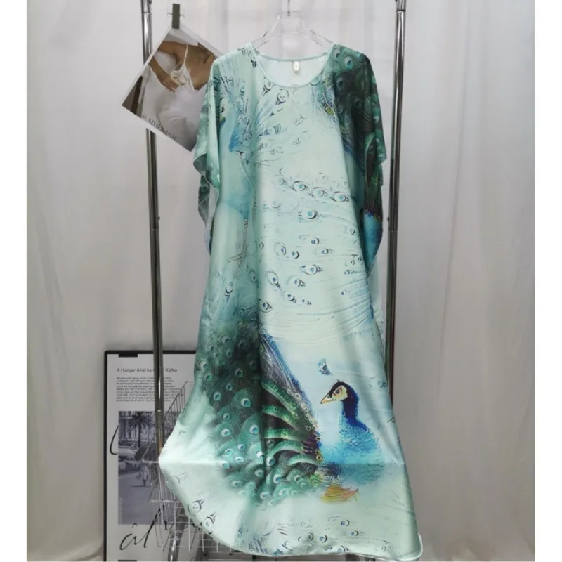 Floral Printed Nightgown Loose Sleepwear Soft Rayon Home Clothes Lady Elegant Loungewear Casual Nightdress Long Sleep Shirt 4