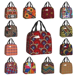 Ankara Dutch Wax Print Thermal Insulated Lunch Bags Women African Patterns Lunch Tote for Outdoor Camping Travel Food Box