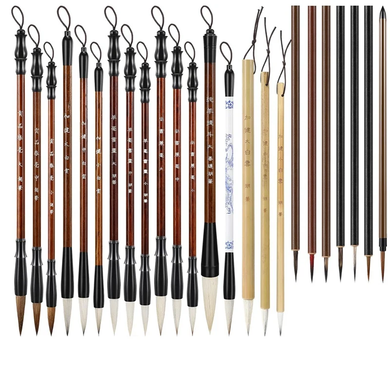 

24 Pcs Chinese Calligraphy Brush Set Watercolor Brushes Bulk With Roll Up Bamboo Brush Holder Writing Drawing Brushes Durable