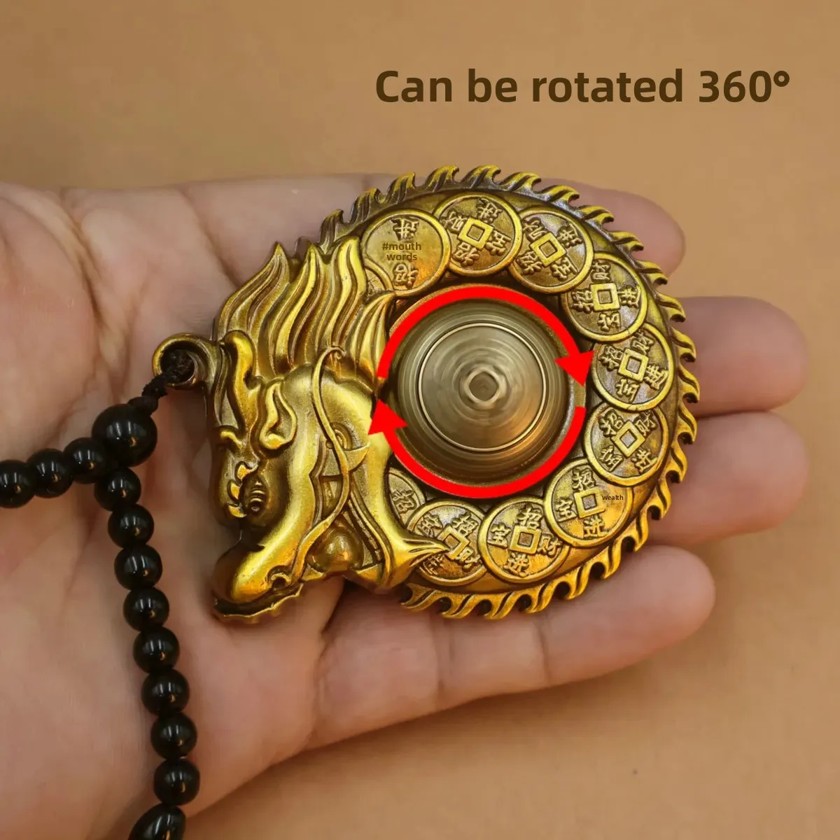 Dragon Pendant Twelve Zodiac Amulet Lucky Brass Handheld Loong Handheld Piece Wen Play Turn Retro Tagging Lucky Handheld Piece