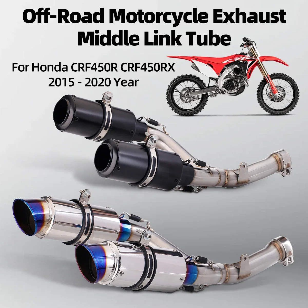 51mm Off-Road Motorcycle Exhaust Middle Link Tube For Honda CRF450R CRF450RX 2015-2020 Year Dirt Bike Exhaust Modify Accessories