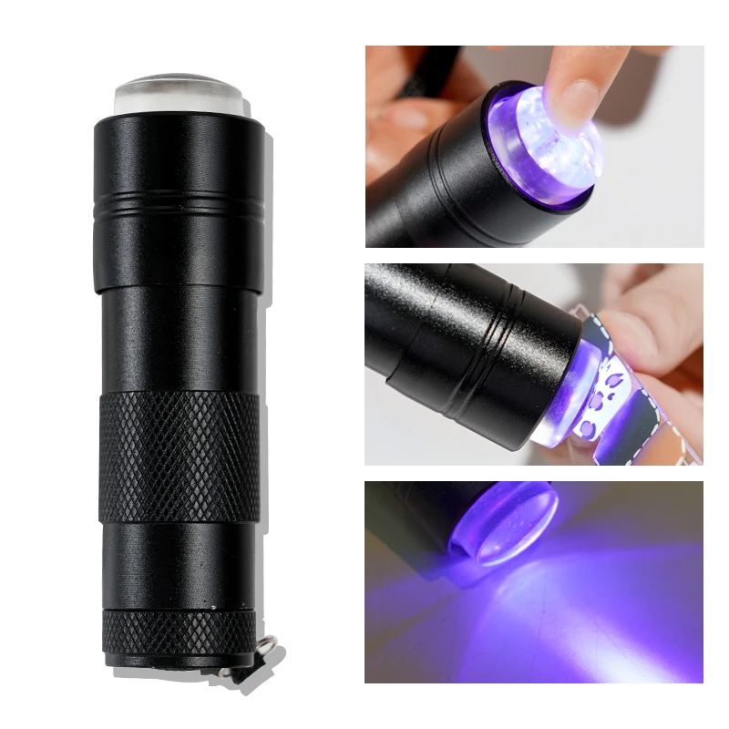 Nail Art UV Mini Flashlight with stamper Portable Silicone Handheld LED Light Nails Polish Dryer Quick Dry Manicure Lamp @G15-2