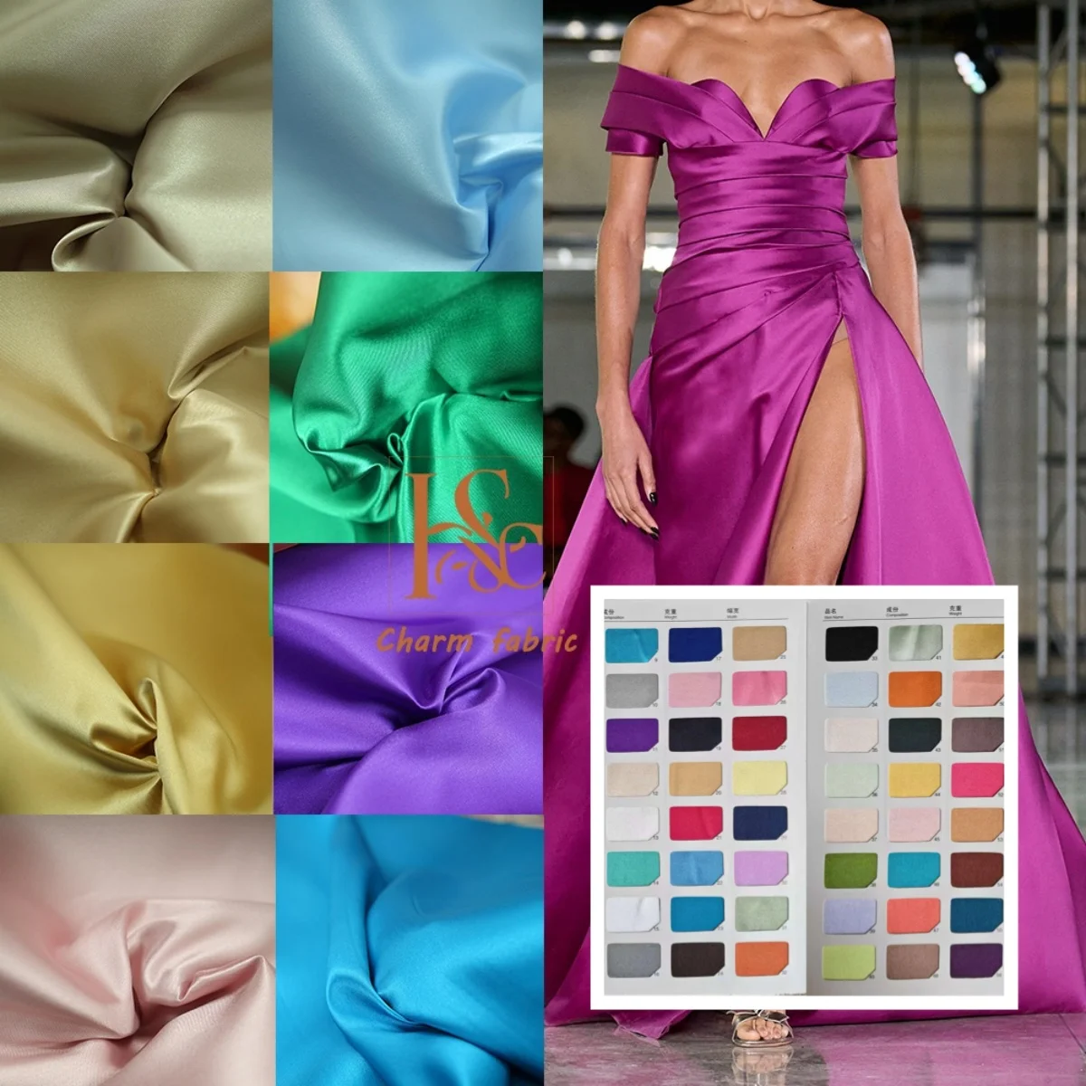 Einfarbiges Mikado-High-End-Ballkleid aus feinem Stretch-Satin, individuelles Ballkleid, Hochzeitskleid, dicker Satin, Kleidung, DIY-Stoff