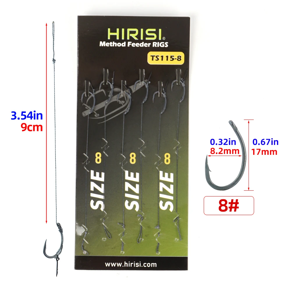 Hirisi 6 Stück Karpfenangeln Fertig Haken Link für Feeder Fishing Terminal Tackle Angelzubehör TS115