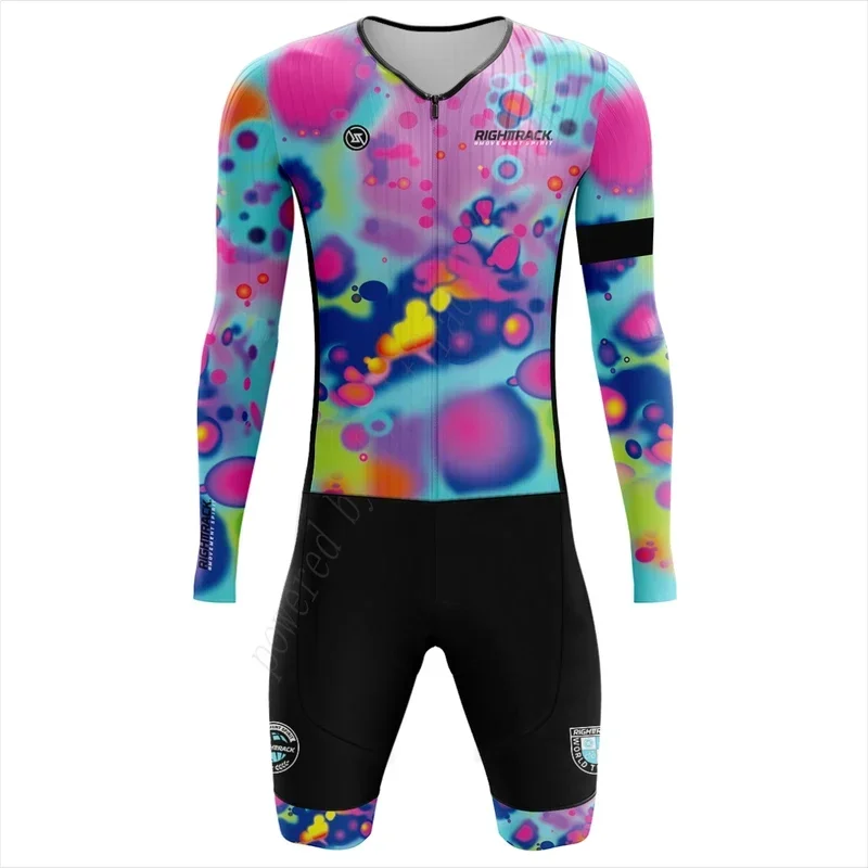 

MEN'S Triathlon Trisuit World Championship Long Sleeve Colorful Skinsuit RIGHTTRACK Swimming Cycling Running Competition Appare