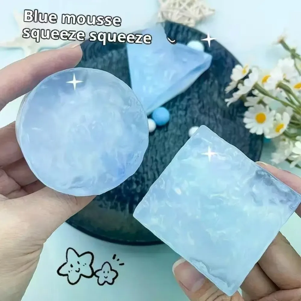 New TPR Ocean Cheese Squeeze Transparent Design Sticky Texture Mousse Fidget Ocean Theme Super Soft Square Shape Fidget