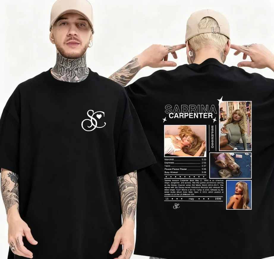 سابرينا كاربنتر قصير N' Sweet Tour 2025 Merch تي شيرت رجالي قطن تي شيرت ملابس موضة Harajuku Street كبير الحجم #1