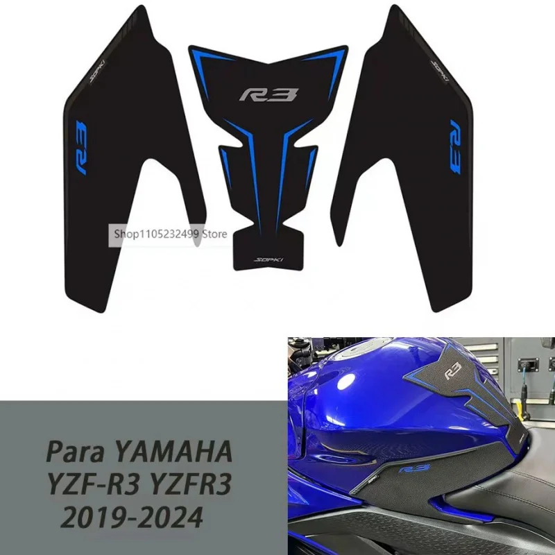 

Suitable For YAMAHA R3 YZF-R3 YZFR3 2019-2024 2023 Motorcycle Non-Slip Fuel Tank Pad Protector Sticker Decals Accessories